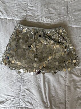 Silver Sequin Mini Skirt - Shimmer Party Skirt